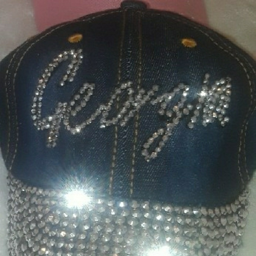 Rhinestone-studded bluejean cap w/ Georgia graphic